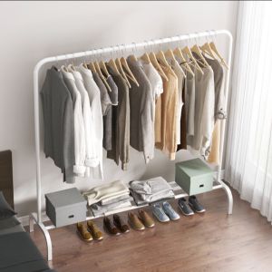Floor Standing Drying Rack Bedroom Clothes Hanger Floor Drying Rack Double Rod Balcony Drying Rack Keimav