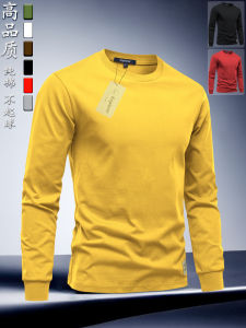 Áo Thun Nam Tay Dài Cổ Tròn Màu Trơn Cotton Nguyên Chất Thường Ngày Ôm Vừa Vặn Mùa Xuân Thu Thường Ngày Thoáng Khí
