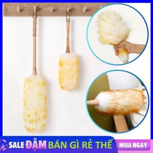 Chổi Quét Bụi Len Lông Cừu Mềm Mại Cao Cấp - Cây Chổi Lông Cán Gỗ Quét Lau Bụi Mạng Nhện Trần Nhà Đa Năng - Chổi Lông Gà / Chổi Phất Trần