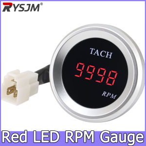 RYSJM | Tacho Meter For Truck Car Boat Tacho Meter 50mm Tachometer Red LED RPM Gauge Car Gauge Cylinders Accessories