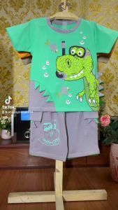 [Cao Cấp Cực Đẹp] Đồ Bộ Bé Trai Size 10kg-40kg Thun Cotton Co Giãn 4 Chiều Mềm Mịn Siêu Mát Hình Khủng Long.1624.5