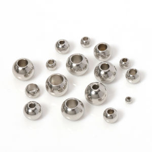 100pcs 304 Stainless Steel Loose Spacer Beads Big Hole Ball Beads for Bracelets Necklace Jewelry Making DIY Components