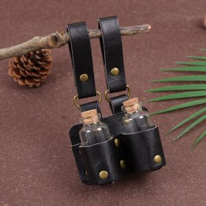 Renaissance Cork Glass Magic Bottle with Bottle Cover Viking Knight Retro Belt Accessories Halloween Dress up Props