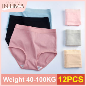 INTIMA 2024 Plus Size High Waist Panty for Women on Sale 12pcs Tummy Control Body Shaper Panties Health Antibacterial Crotch Female Cotton Briefs Underwear Lingerie