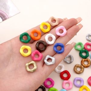 ลูกปัดอะคริลิคสเปรย์พ่นสี16มม. 5-20ชิ้น/ถุงลูกปัดหลุมขนาดใหญ่ทรงหลวมสำหรับสร้อยข้อมือทำด้วยมือต่างหูพวงกุญแจอุปกรณ์การทำเครื่องประดับหัตถกรรม DIY