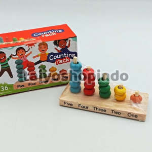 TAIYO Menara Hitung Kayu Angka Warna Counting Rack Color Number Matematika Basic Edukasi Mainan Anak