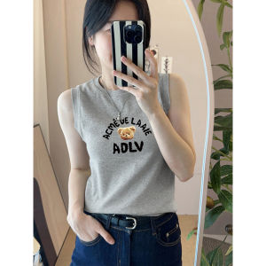 Áo Ba Lỗ Cotton Ôm Vừa Vặn in Chữ Phong Cách Pháp Mùa Hè 2025 Áo Ba Lỗ Nữ Mặc Trong Và Ngoài Trời Che Bụng