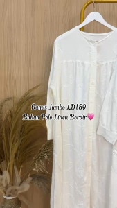 Gamis Jumbo Bigsize Putih Ld 150 Cm Model Bordir Kekinian