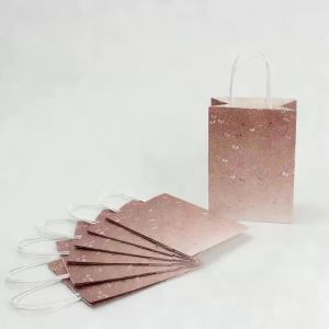 Túi Quà Phục Sinh Giấy Kraft Nhỏ Nhiều Màu Sắc Với Nơ Hình Trái Tim Ngôi Sao Bóng Bay Trang Trí Vàng - Quà Tặng Thân Thiện Với Môi Trường Cho Mọi Mùa