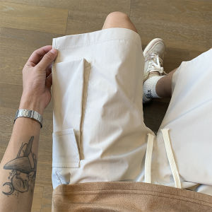 Black Large Pocket Workwear Shorts Men Summer Thin Fashion High Street American Functional Loose Boys Five-Quarter Mid-Pants