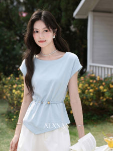 Áo Thun Thời Trang Chất Lượng Cao Màu Xanh Dây Nịt Eo