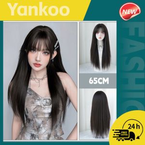 วิกผมยาว65ซม. ผมตรงวิกผมหน้าม้าบางดำ