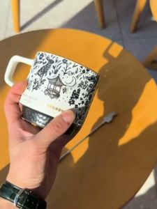 Starbucks Coffee + Kate Spade Ceramic Mug Rabbit Theme With Stirrer