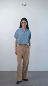 FAME | 9221587/88 | Casual Crop Top | Linen Crop Top Lengan Pendek