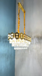 Lampu Gantung 100/80/60/50cm Kristal Chandelier emas gold Mewah 3warna COD Hias LED Modern Meja Makan Ruang Tamu Kamar Tidur Hotel Vila Pernikahan Wedding cbl