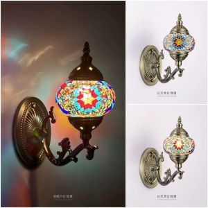 Turkish Mosaic Wall Light Art Deco Mediterranean Wall Lamp Colorful Glass Light Cafa Shop Home Romantic Deco Stairs Light