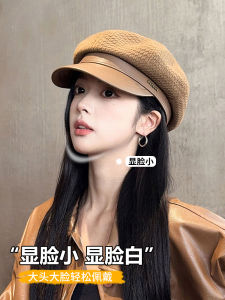 British Retro Octagonal Beret Hat Womens New 2025 Spring Autumn Face Slimming Wide Brim Casual Style Cotton Polyester Hat