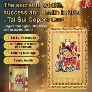 Tai Sui Copper Card Feng Shui Good Luck Amulet Chinese Decorative Fengshui Ornaments Attracting Wealth