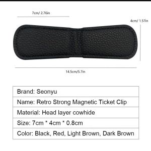 Vintage Top Layer Cowhide Strong Magnetic Wallet Creative Magnetic Banknote Clip Portable Wallet Retro Mini Clip Coin Clip