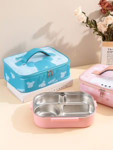 Thickened Aluminum Foil Lunch Bag Portable Insulated Bento Box Bag Waterproof Oilproof with Tray for Primary School Students