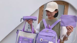 Balo Đi Học Combo 4 Món Ba lô Đi Học Thời Trang Cho Học Sinh Cấp 1 2 3 Dễ Thương