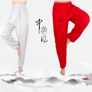 Modal Tai Ji Pants Womens Cotton and Linen Mens Loose Practice Martial Arts Bloomers Dance Cotton Silk Training Tai Chi Clothing Pants