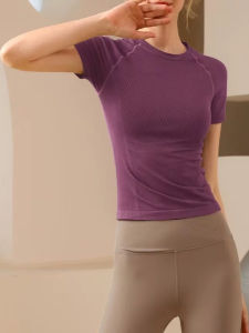 Áo Thun Yoga Co Giãn Tay Ngắn Thoáng Khí Cho Nữ Mùa Hè Thể Thao Chạy Bộ Tập Luyện Thể Dục Quần Áo Thể Thao