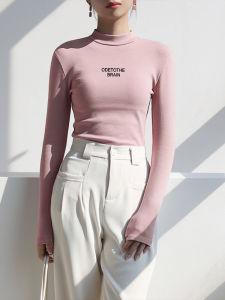 เสื้อเชิ้ตคอตั้งทรงสลิมฟิตสำหรับผู้หญิง 2025 เสื้อสเวตเตอร์หนาสองด้านเดอร์โมลิน เสื้อชั้นในแบบสวมหัว ทรงสลิมฟิต เสื้อผ้าทำงานสไตล์เกาหลี