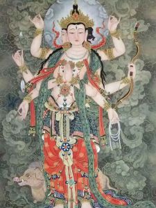 Maitreya Bodhisattva Painting Wealth Deity Offering Buddha Image Micro-Spray Core Decorative Artwork New Chinese Style Home Decor