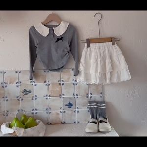 Chân Váy Bé Gái Mùa Hè Màu Trắng Chất Xô Phối Ren Hai Tần