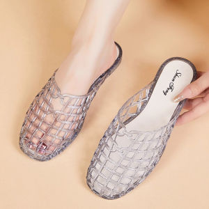 JIFANPAUL | Transparent Crystal Summer Slip-Ons For Women Slip Resistant Hollow Breathable