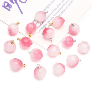 5ชิ้น/ถุง13X17มม. น่ารักแก้วลูกพีชเสน่ห์ลูกปัดหลวมสำหรับ DIY เครื่องประดับทำสร้อยข้อมือเครื่องประดับต่างหูสร้อยคอ