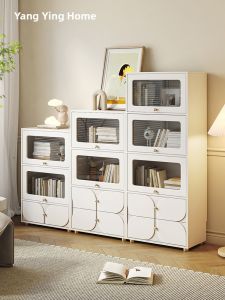 YANGYING | Creamy Style Bookshelf for Small Spaces Display Cabinet for Home Living Room Modern Simple Free Combination Standing Cabinet