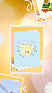 Cute Poupourin Get Well Soon Card - Puppy Design Kawaii Get Well Card with Envelope Greeting Card