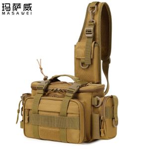 Masawe Large Waist Bag Fishing Crossbody Bag Storage Poles Included Multi-Functional Outdoor Sports Bag for Angling