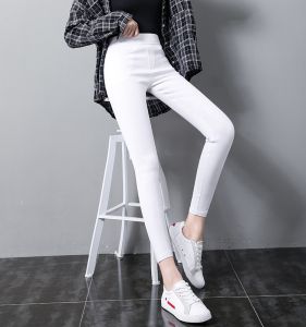 Quần Ống Loe 8 Điểm Co Giãn Mỏng Mùa Xuân Thu Quần Lót Màu Trắng Cạp Cao Quần Ống Đứng Cỡ Nhỏ Cho Nữ