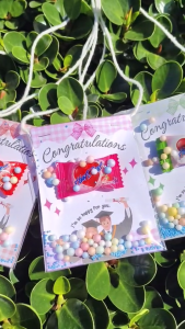 ลูกอมรูปหัวใจ4สี ของขวัญปัจฉิม มีสายคล้องคอ