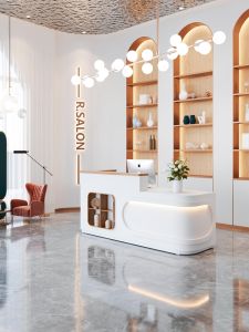 Cashier Clothing Store Minimalist Paint Customized Barber Counter Beauty Salon Company Front Desk Reception Corner Bar