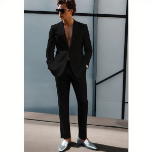 Light Grey Business Men Suits Slim Fit 2 Piece Male Fashion Jacket with Pant Wedding Tuxedo for Groom Dinner Party Costume