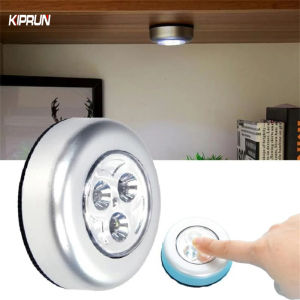 KIPRUN Night Light 3 LED Touch Control Night Light Round Lamp Under Cabinet Closet Push Stick On Lamp Home Kitchen Bedroom Automobile Use