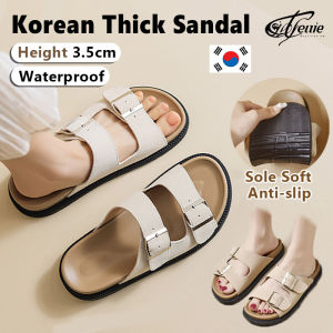 Korean Fashion Sandals For Women Bottom Thick Summer New Wearing Outside Slippers Advanced Water Proof Sole Soft Wear Resistant Anti-slip Slip-On PVC Material Sandla Chunky Slide Casual Versatile Tsinelas Flat Heel Adjustable Belt Buckle Beach Sandals