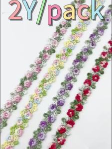 (2 Yards/roll)2cm Colorful Hollow Water-Soluble Embroidery Trim Accessories for Journaling Storage and Diy Crafts