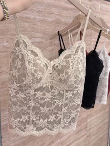 เสื้อกั๊กคอวีลูกไม้คอตตอนสไตล์ฝรั่งเศสสำหรับผู้หญิง ฤดูใบไม้ร่วง 2025 ใหม่ล่าสุด ดีไซน์หลังหรูหรา ความต้องการบริสุทธิ์