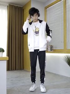Jaket Baseball Varisty Pria Zipper Fullprint White / Jaket Varsity Vintage Pria Zipper New Arrival 2025 / Jaket Baseball Pria Wanita Premium Fleece Tebal