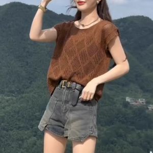HUOLISI | Lace-up See-Through Slim Fit Short Sleeve T-shirt
