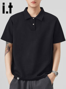 izzue | Black Stylish Short Sleeve T-Shirt for Men Breathable Versatile Polo Shirt