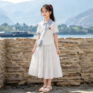 LIREGONGZHU | Summer Lightweight Girls Short Sleeve Skirt Set
