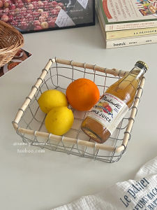 INS Wrought Iron Weaved Storage Basket Desktop Sundries Cut Out Storage Basket Storage Basket Snacks Fruit Basket Bread Basket