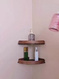 Wood Bathroom Net Tissue Holder Shelf Organizer Corner Shelves Wall Toilet Rack Home Accessories Corner Shelf Triangular Rack