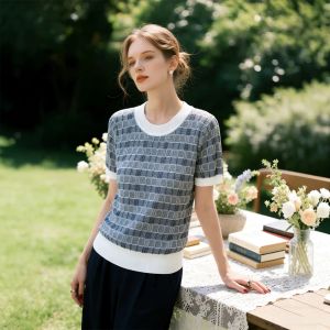 puella | French Style Fashionable Design Slim Fit Round Collar Short Sleeve T-Shirt